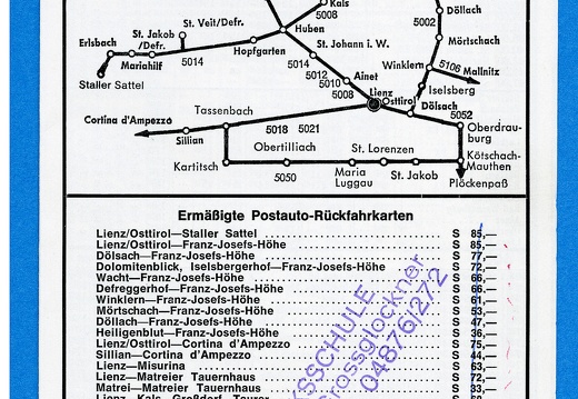 1975. Postbus Fahrplan