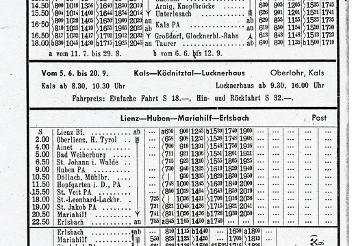 1995, Postbus Fahrplan