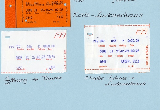1991, Fahrkarten Postbus