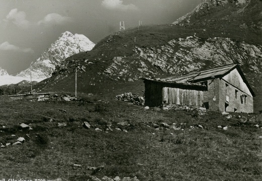 Ansichtskarte alte Lucknerhütte mit Großglockner