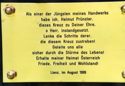 1999, Restaurierung Glocknerkreuz